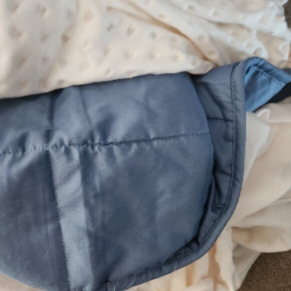Luna Weighted blanket Blue 48 x 72 15 lb with Cream Cover new - Picture 7 of 11